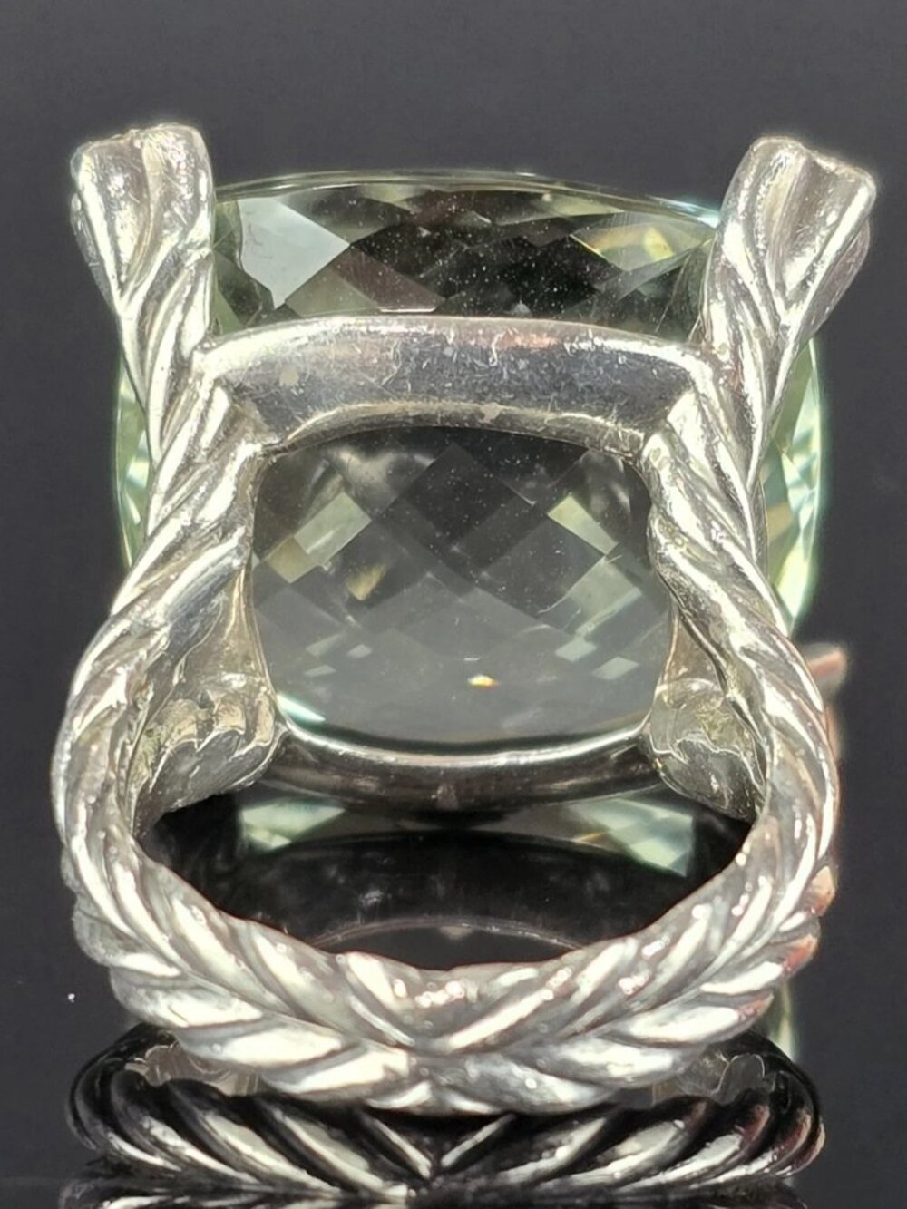 DAVID YURMAN CUSHION ON POINT CHÂTELAINE Collection Prasiolite and Diamond Sz 6